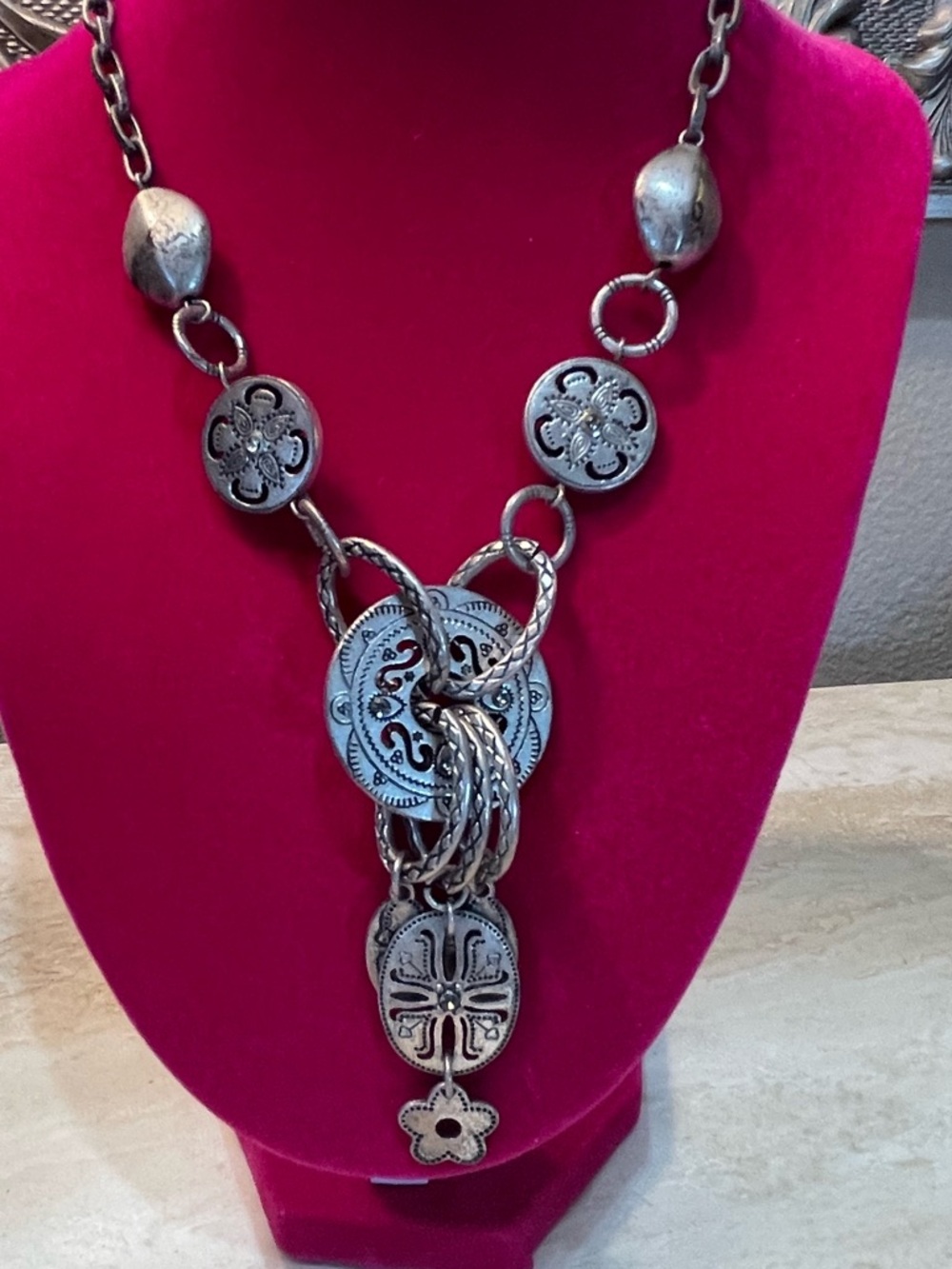 Landau Silver-Tone Layered Medallion Necklace